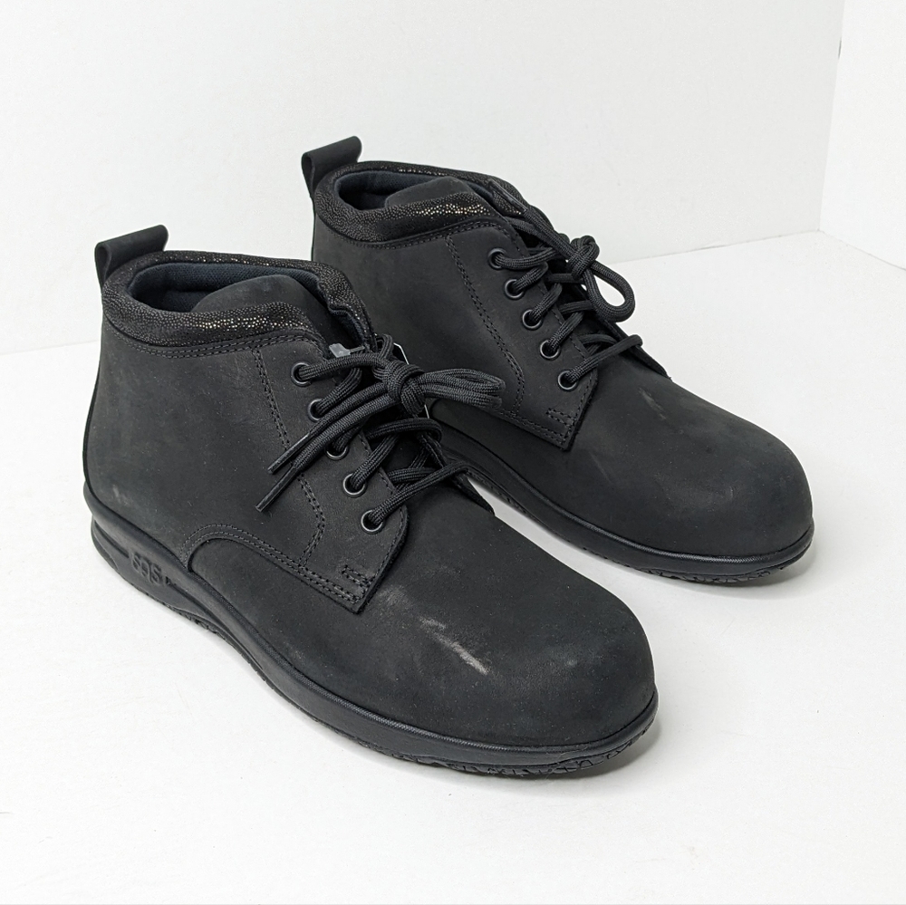 SAS Gretchen Ankle Boots, Black Leather, Women's 6.5 Narrow